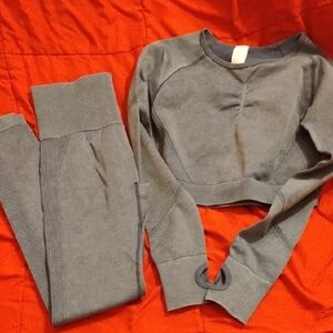 Blue Cropped Sweatshirt and Leggings Set